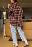 Patrick Plaid Brushed Cotton Shirt Burgundy